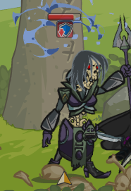 Health bar and buffs above each monster's head